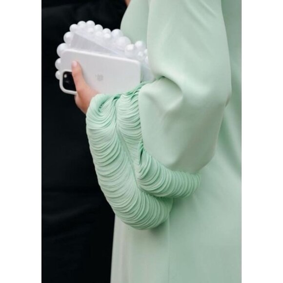 Alexis Jamie Persian Green Maxi Dress One Shoulder Laser Cut Gown S - Picture 13 of 16